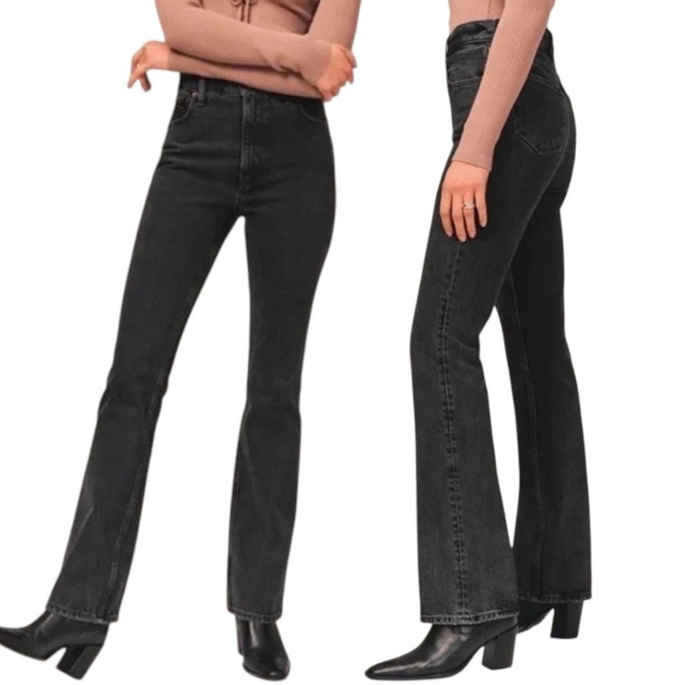 Abercrombie & Fitch The 70s Vintage Flare‎ Jeans Women 29 / 8R Black Curve Love